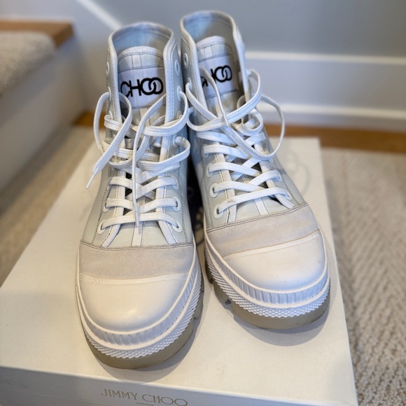 EUC JIMMY CHOO Men’s Nord Sneaker Boot US 11 EU 44 White - Picture 9 of 10